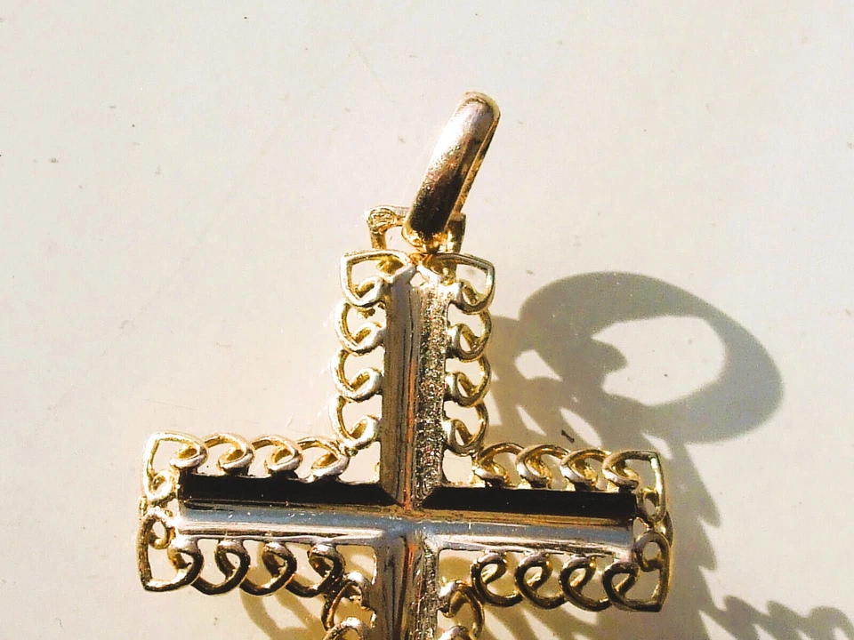 BEAU PENDENTIF / CROIX ANCIENNE 1950/60 en OR 18K 750/1000° / Hauteur 3,5cm - Photo 4/4