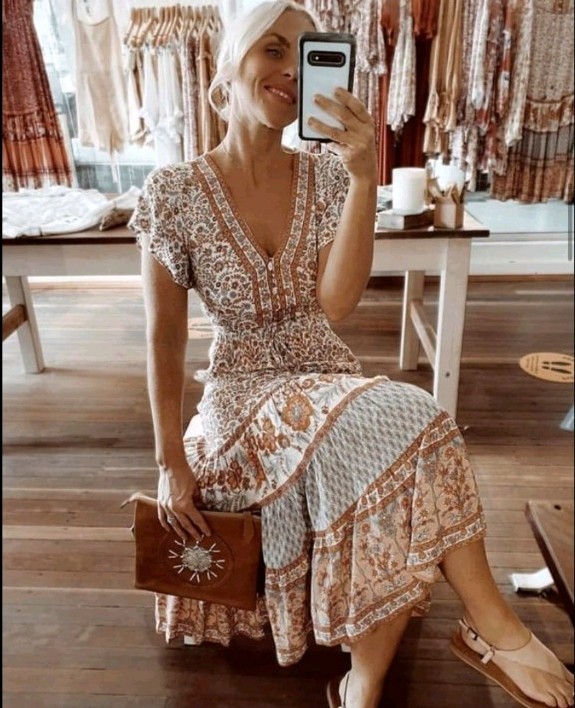 Arnhem / Fleetwood Sundress in Harvest Gold 8-10AU ~ Boho Gypsy Wedding Beach