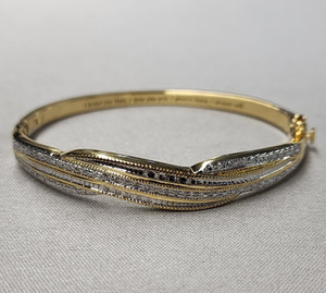 Authentic Danbury Mint 14K Gold Plated Forever Diamond Bangle 7.5"