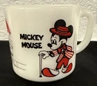 Disney Mickey Mouse Coffee Mug Vintage 1970's Milk Glass White 6oz.