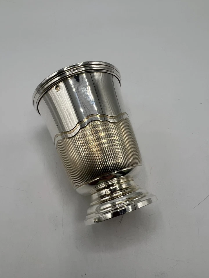 CARDEILHAC BELLE TIMBALE TULIPE EN ARGENT MASSIF POINCON MINERVE AUCUNE INITIALE - Photo 2/4