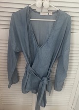 Sass and Bide Chambray Wrap Top -Size 8(Aus)