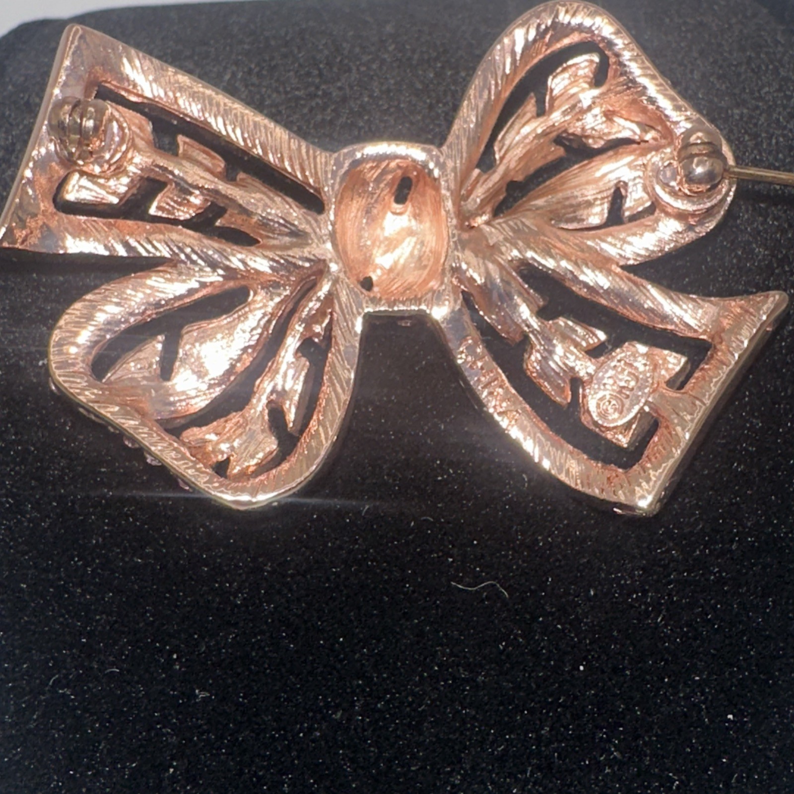 Kenneth Jay Lane Rose Pink Rhinestone Bow Pin Bro… - image 3