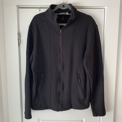 Ibex Black Full Zip Sweater Jacket Merino Wool Mens Size Large Made in USA