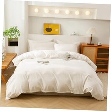 White Duvet Cover Queen Size, 100 Washed Queen 90"x90" White No Comforter 