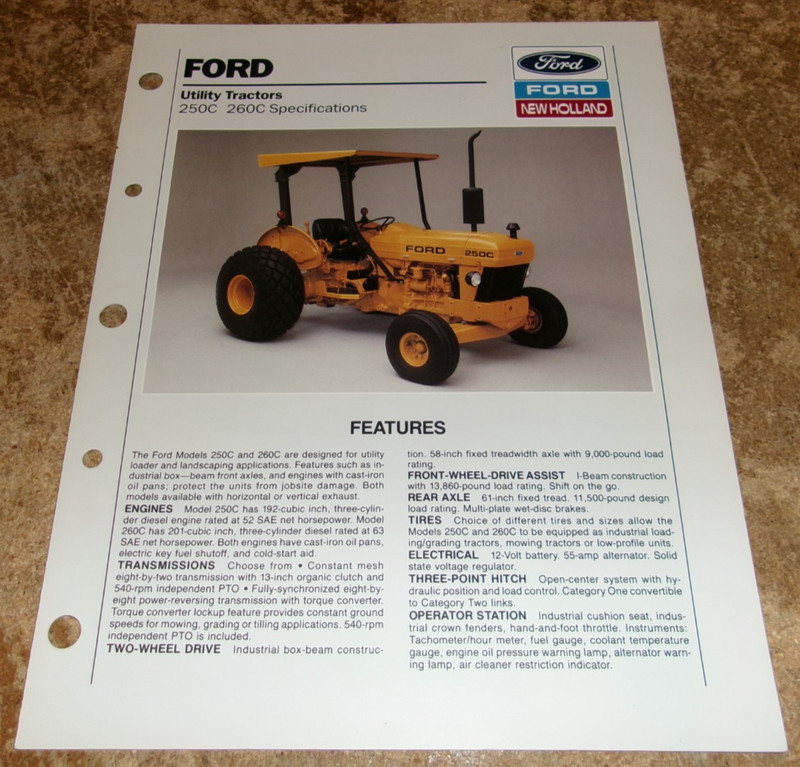 1989 ford/new holland 250C/260C 2 page spec. brochure nice used
