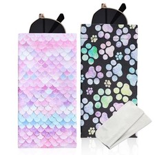 PCS Soft Sunglasses Eyeglass Case, Cute PU Leather Glasses 2 Pink Scale paw