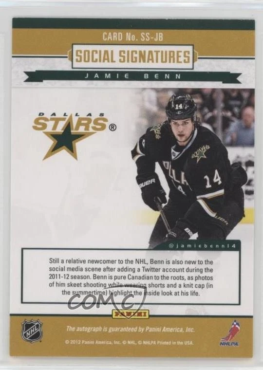 2013-14 Totally Certified Social Signatures Jamie Benn #SS-JB Auto - Image 2 of 2