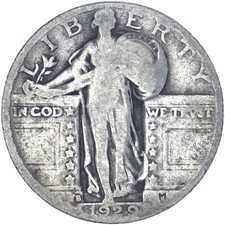 1929 S Standing Liberty Quarter 90% Silver Good GD See Pics J281