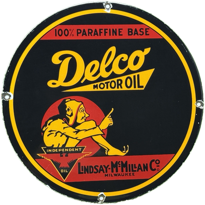 #ad VINTAGE DELCO MOTOR OIL PORCELAIN SIGN GENERAL MOTORS INDEPENDENT GAS STATION $111.76
