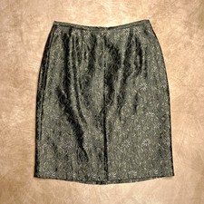 Vintage 90s Floral Vine Print Metallic Pencil Skirt Midi Fairygrunge Whimsigoth