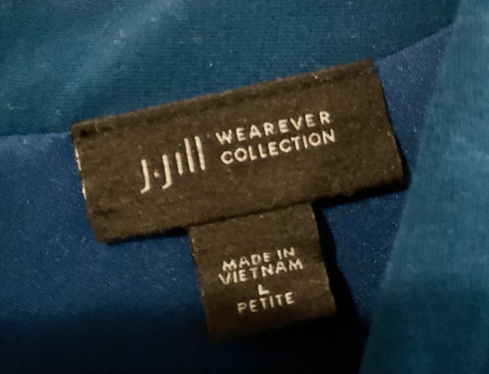 J Jill WE Draped Twist-Front Dress , Large Petite, Atlantic Color, New - Image 4 of 4