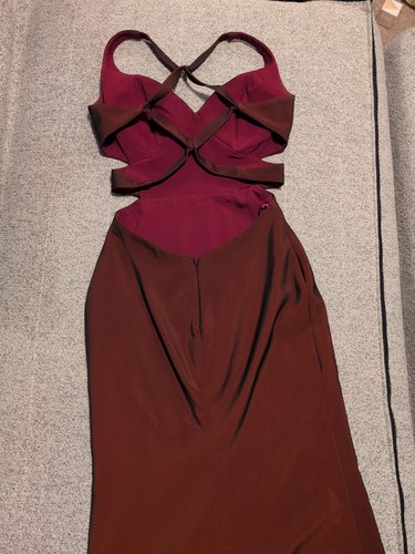 La Femme Size 2 Burgundy Gown Strappy Dress - Picture 9 of 9