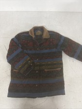 Vintage Woolrich Roses Aztec Wool Blanket Coat Jacket Women's Small Made in USA