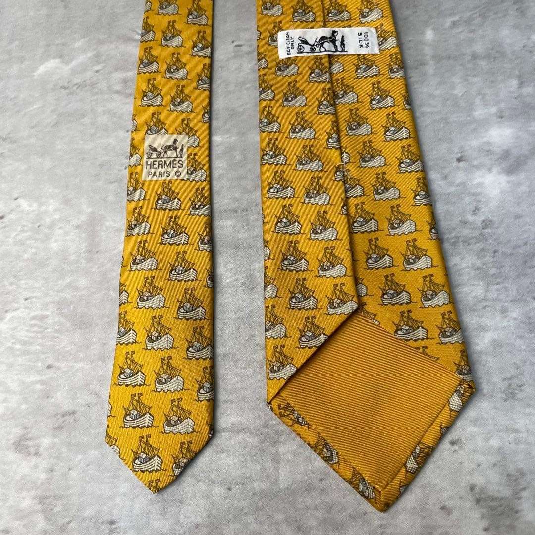 Condition HERMES Tie Boat Small Pattern Mustard Y… - image 6