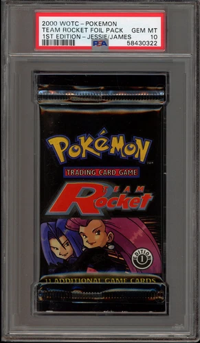 Pokemon Team Rocket 1st Edition Jessie/James Art Sealed Booster Pack PSA 10