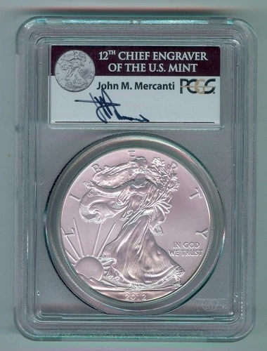 2012-W U.S. SILVER AMERICAN EAGLE - KM#273 - JOHN M. MERCANTI - PCGS - MS69