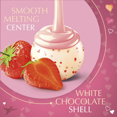 LINDOR Strawberries and Cream White Chocolate Candy Truffles, Valentine's Day...