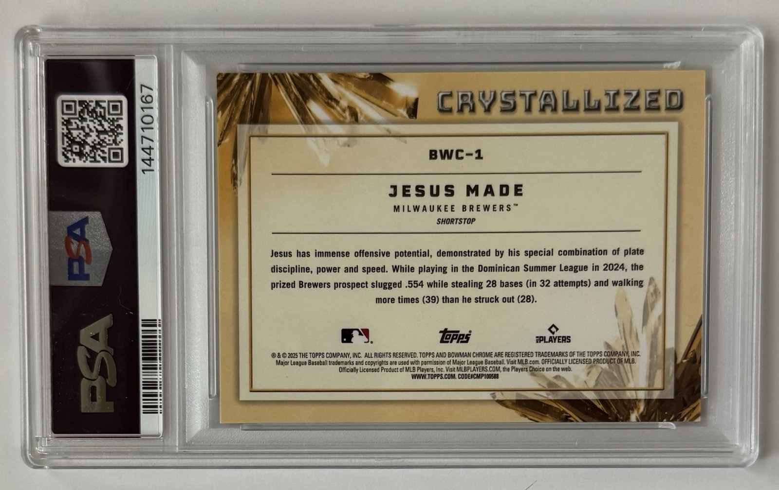 Jesus Made 2025 Bowman Crystallized PSA 10 view 3