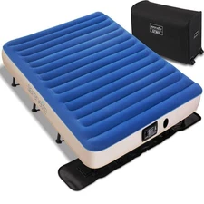 SereneLife Queen Air Bed w/ Raised Frame & Built-In Power Inflating Pump