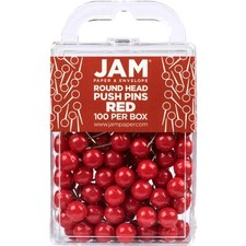 Colorful Push Pins - Round Head Map Thumb Tacks - Red Pushpins - 100/Pack