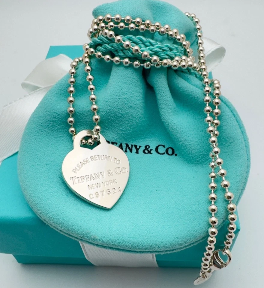 Tiffany & Co Return to Tiffany Heart Charm on Bead Chain Necklace Sterling 925 - Image 3 of 4