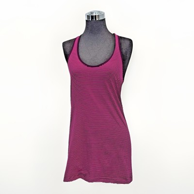 Lululemon Tank Top Women XS (estimate) Racer Back Striped Magenta Stretch