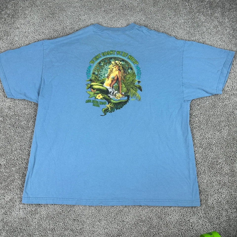 Camisa West Coast Surf Shop Para Hombres 3XL Azul Verde Sirena Anna Maria Island Florida Foto 2 de 4