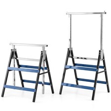 2 Pack Heavy Duty Metal Folding Saw Horses with Adjustable Height- Blue - Color: