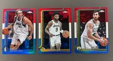 2025-26 TOPPS CHROME RED-WHITE-BLUE (3) CARD LOT DIRK NOWITZKI-BRONNY JAMES-LUKE