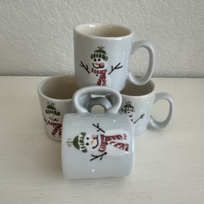 Hartstone Childs Snowpeople MiniMugs 4 Handpainted Crafts Expresso 3''