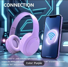 Genai Wireless Headphones with Built In Microphone / Purple