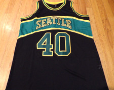NBA CUSTOM HWC SEATTLE SUPERSONICS SHAWN KEMP BLACK SWINGMAN JERSEY SIZE L
