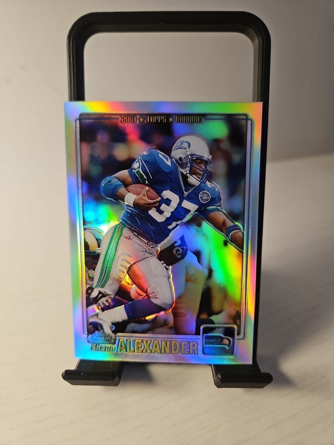 2001 Topps Chrome Shaun Alexander Refractor # /999 Seattle Seahawks