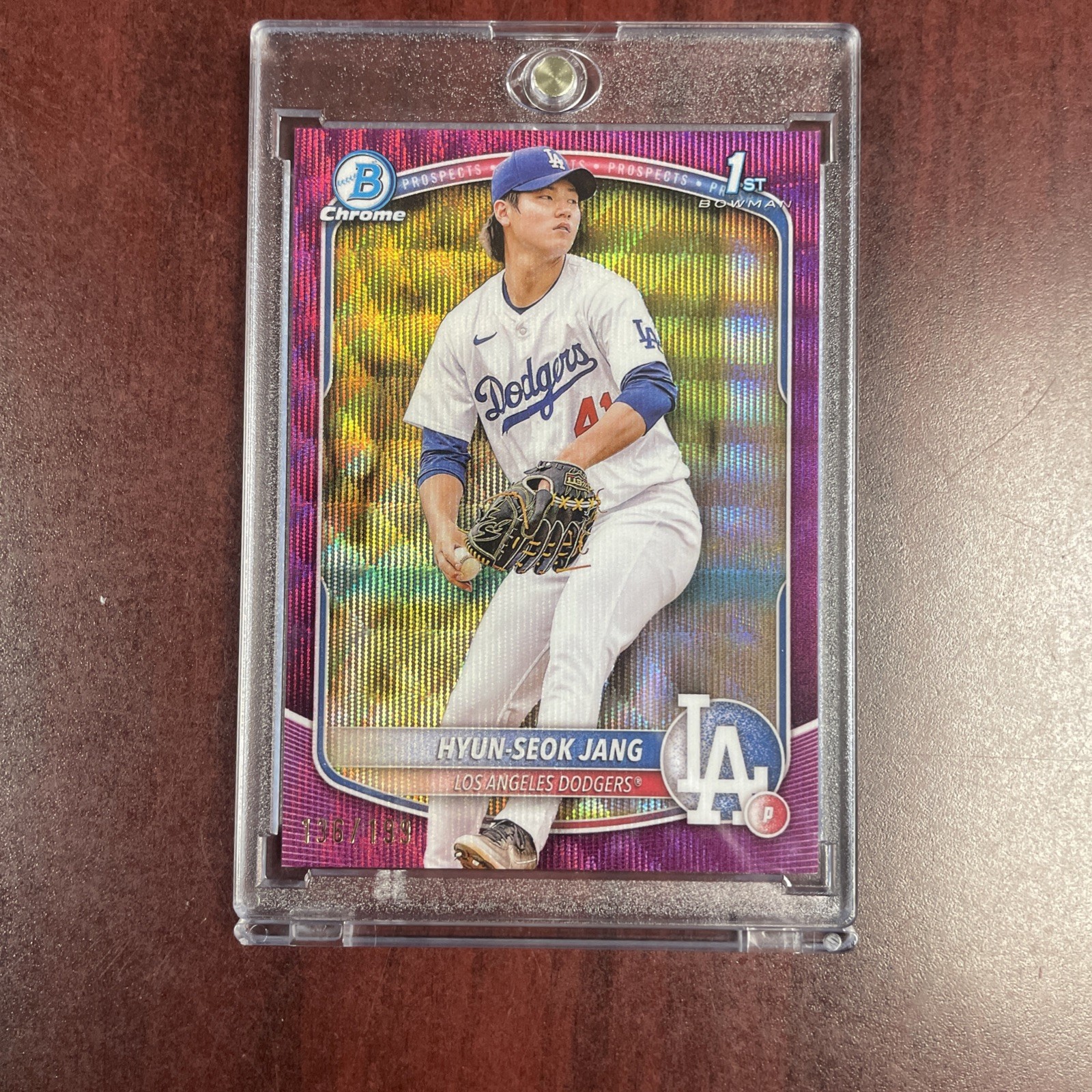 HYUN-SEOK JANG 2025 1st Bowman Chrome BCP-51 Fuchsia Wave Refractor /199 Dodgers