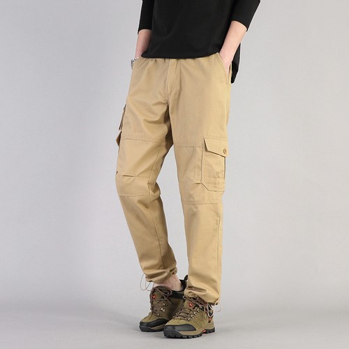 US Mens Cotton Cargo Pants Work Pants Multiple Pockets Tactical Outdoor Hiking - Zdjęcie 3 z 17