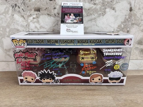 Jujutsu Kaisen 4 Pack Funko Signed - Itadori, Gojo, Megumi, Kugisaki JSA COA