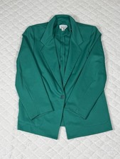 Vintage Devon Teal Green 2 Piece Pant Suit Set Womens Blazer Jacket Pants