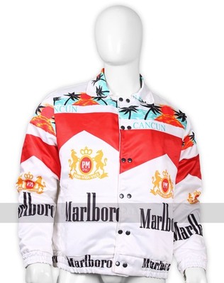 Vintage Style White 80s Bomber Cancun Jacket