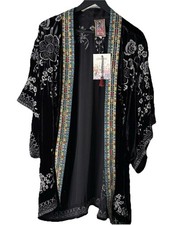 NEW JOHNNY WAS VELVET EMBROIDERED KIMONO CARDIGAN JACKET LARGE PXXL MSRP 450