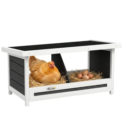PawHut Pondoir à poules 66 x 37 x 34 cm Gris - Photo 1/4