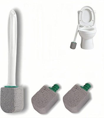 Toilet Bowl Cleaner with Long Handle, 9.65 Inch, Includes 1 Handle and 3 Pumice 