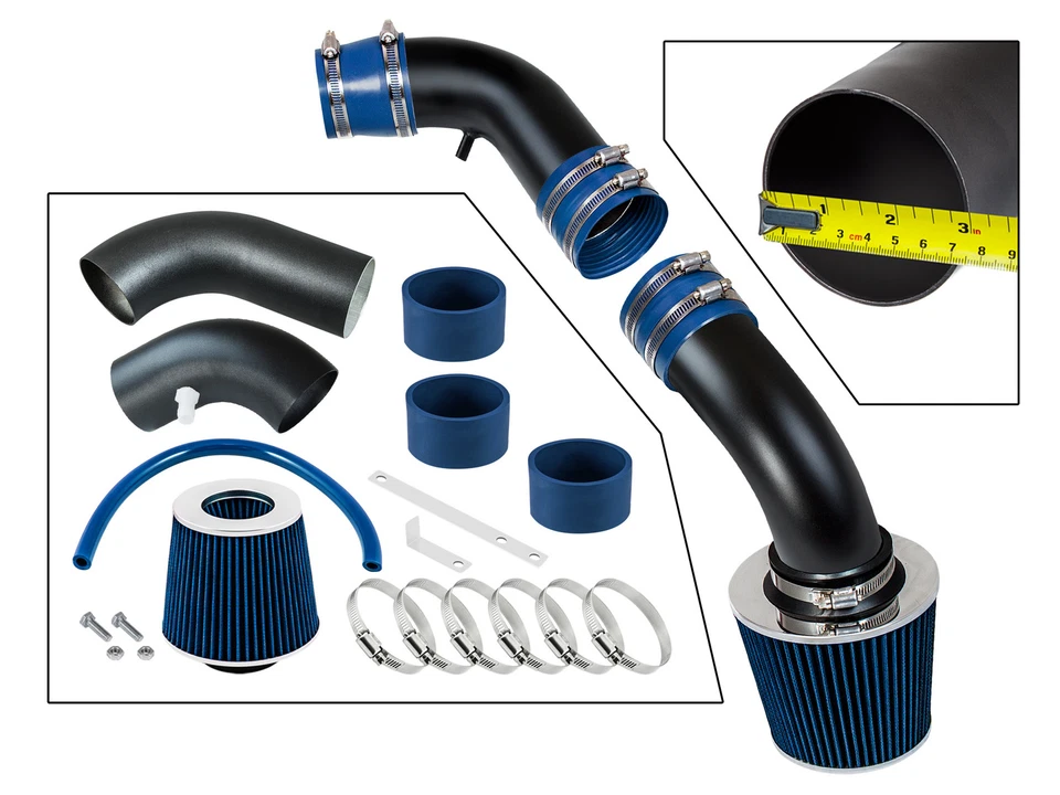 Kit de entrada de ar frio BCP RW AZUL para 2009-2011 Genesis Sedan 3.8L V6 + filtro - Imagem 2 de 4