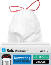 Drawstring Trash Garbage Bags, Tall Kitchen, 250 Count Bulk, White, 13 Gallon -