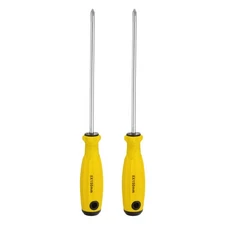 2pcs PH2 Phillips Screwdriver #2 9.8" Magnetic Screwdrivers CR-V, Yellow