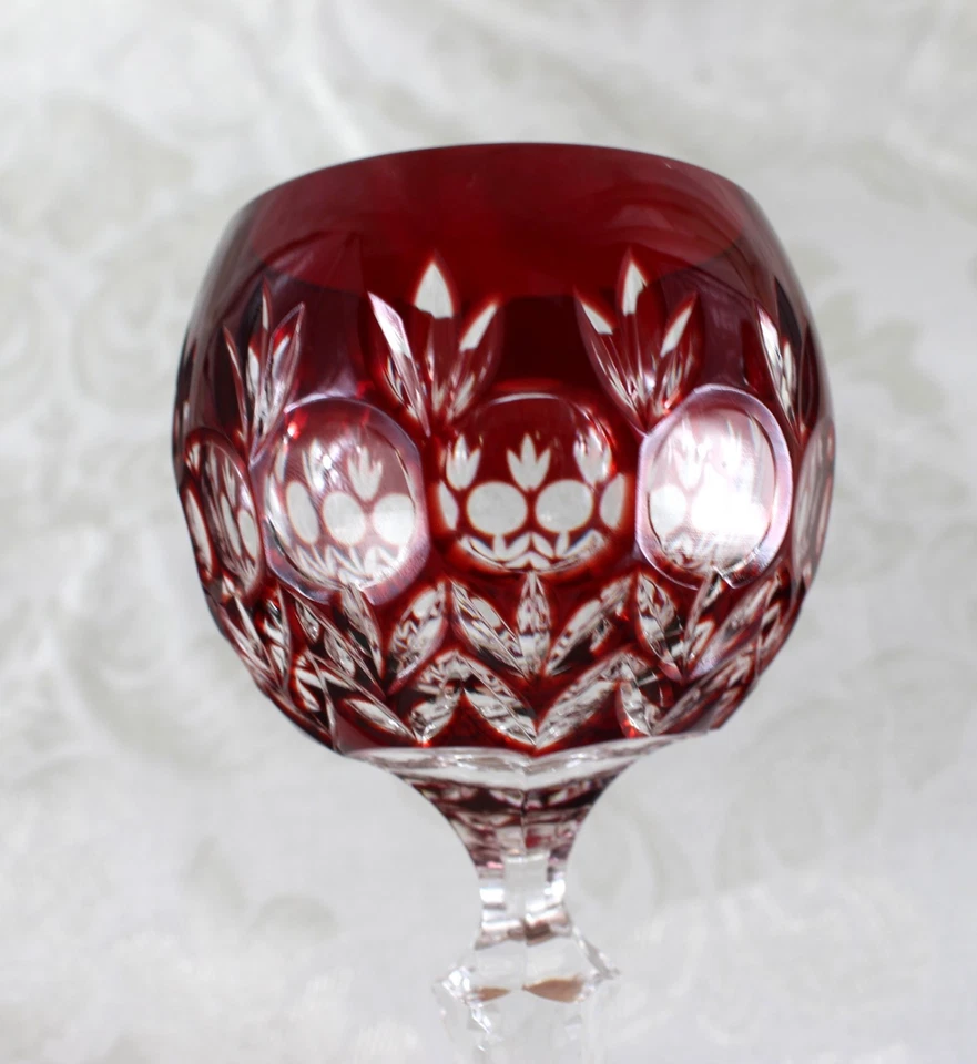 Juego de 3 copas de vino Ajka Crystal Arabella rojo corte a claro Foto 2 de 4