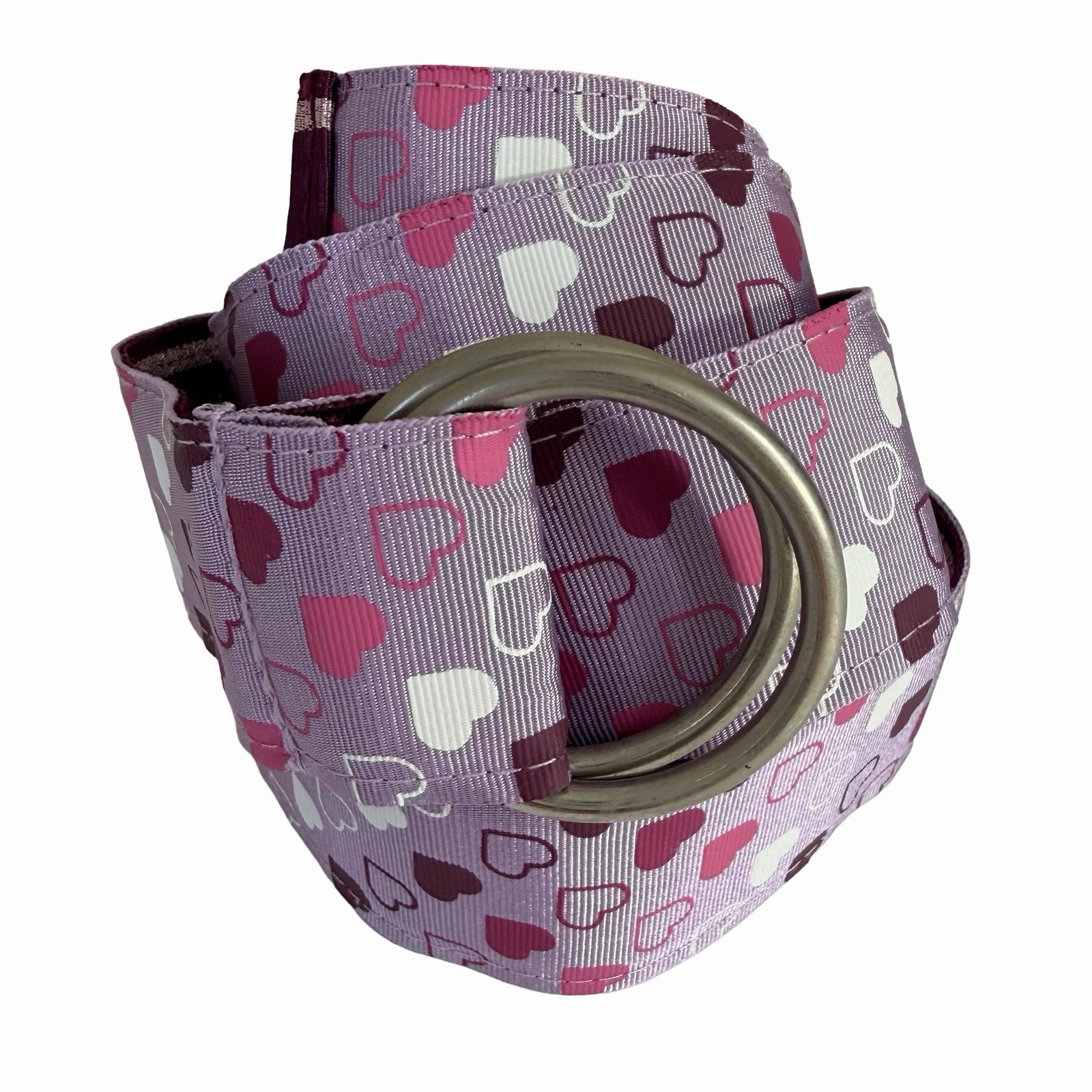 Y2K Lavender Heart Print D Ring Belt Pink Purple Adjustable One Size Kawaii