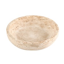 Schale mit Travertin-Optik beige Dekoschale in Steinoptik flach f&uuml;r Wohnzimmer