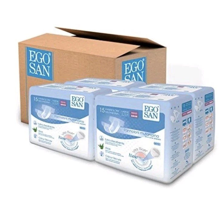 Egosan Maxi Adult Diapers Large – 60 Count – High Absorbency Briefs
Opens in a new window or tab