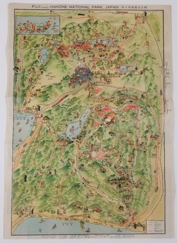 Vintage c1940 Fuji-Hakone National Park Pictorial Map & Guide Japan